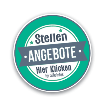 Ein grüner, runder Button mit Aufschrift "Stellenagebote - hier klicken"
